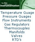 One for Instrumentation - Temperature Guages, Pressure Guage, Flow Instruments, Gas Regulators, Valves, Manifolds, Thermocouples, RTD's, Controllers and Indicators.