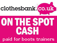 Clothes Bank on the spot cash banner paid for paired boot trainers.