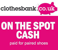 Clothes Bank on the spot cash banner paid for paired shoes.