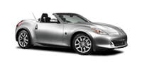 Nissan 370 Z Roadster with the top down.