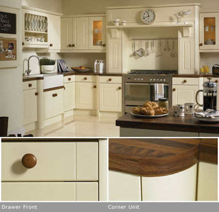 Refurbished Kitchen designs from 
KW Kitchens in Northwich; this image shows the Newport Vanilla design with appliances fitted.