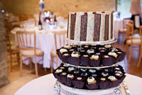 Wedding cake, looking a little unusual as it is predominantly chocolate coloured.