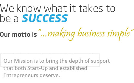 Text only image containing The Virtual Entrepreneur motto, making business simple, and the mission statement: to bring the depth of support that both start-up and established entrepreneurs deserve.