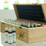 Professional set box containing all 38 Bach Flower remedies, two 20ml Rescue Remedies, and two mixing bottles, used by many Homeopaths.
