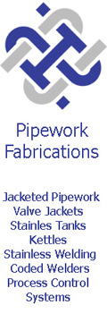 Pipework Fabrication Services Ltd banner. Jacketed Pipework in stainless steel.