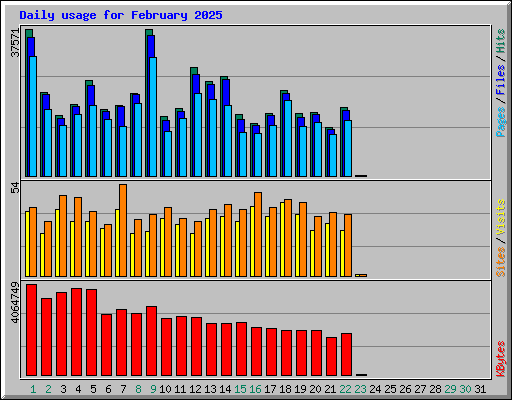 Daily usage for February 2025